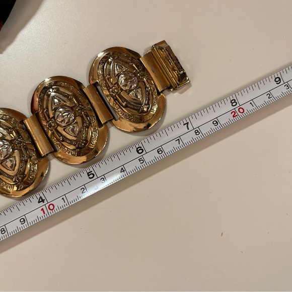 Vintage Victorian Goth Oversized cosplay medieval Renaissance Gold Bracelet - Picture 10 of 17